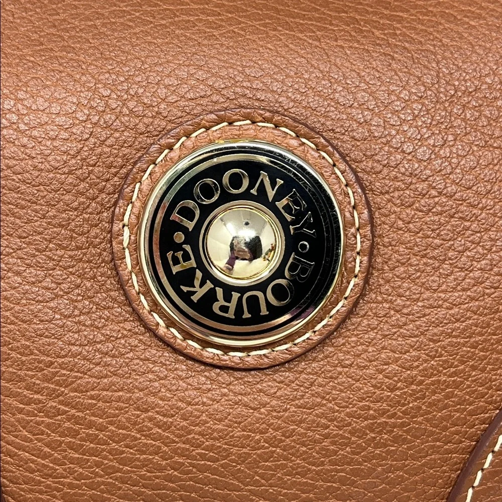 DOONEY & BOURKE SHOULDER HAND BAG CARAMEL COLOR GENUINE PEBBLED LEATHER TASSEL